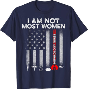 Nephrology Nurse Women USA Flag Dialysis Nursing RN T-Shirt - T-Shirt | Navy