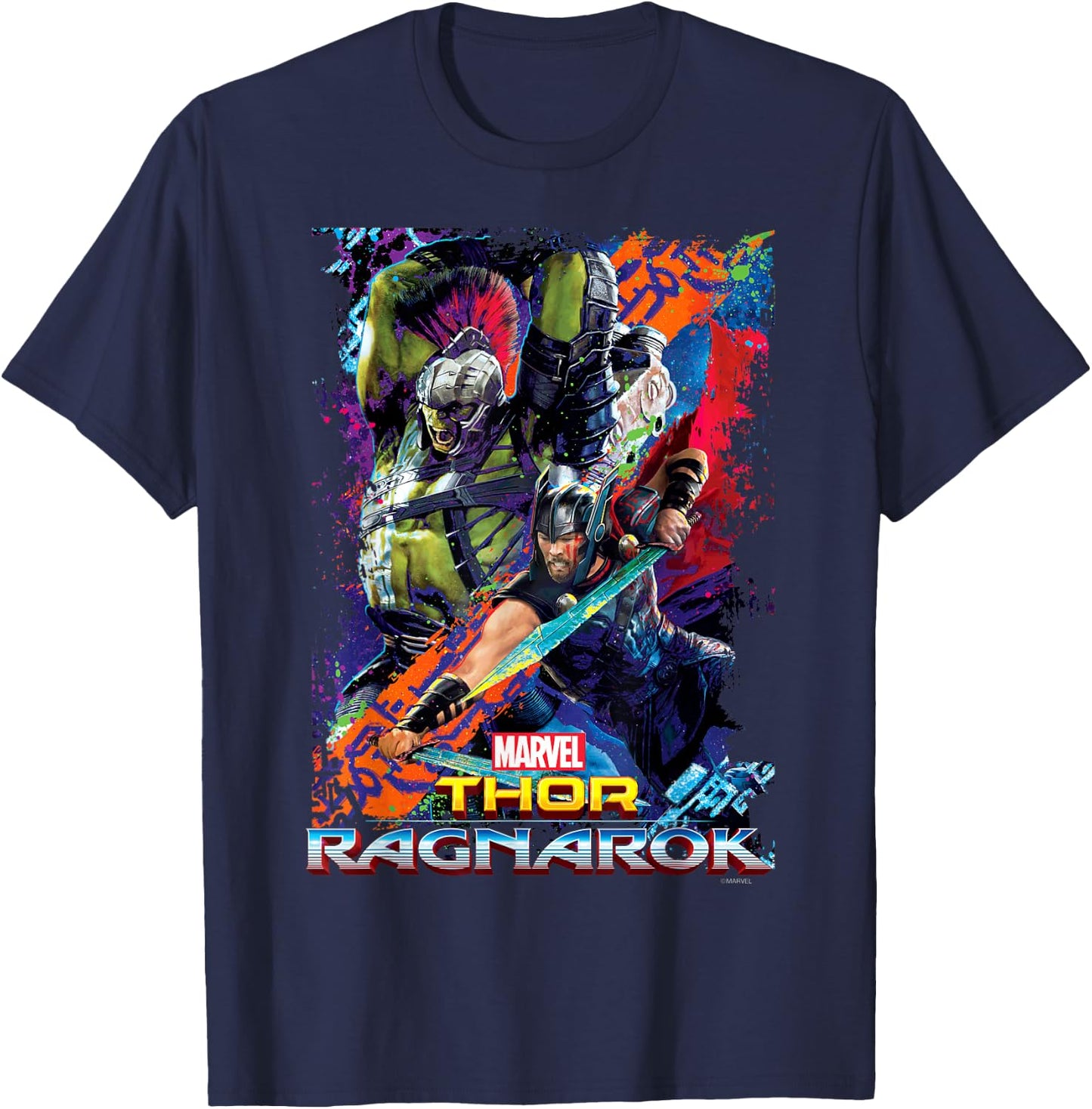 Marvel Thor Ragnarok Hulk Neon Pop Poster T-Shirt - T-Shirt | Navy
