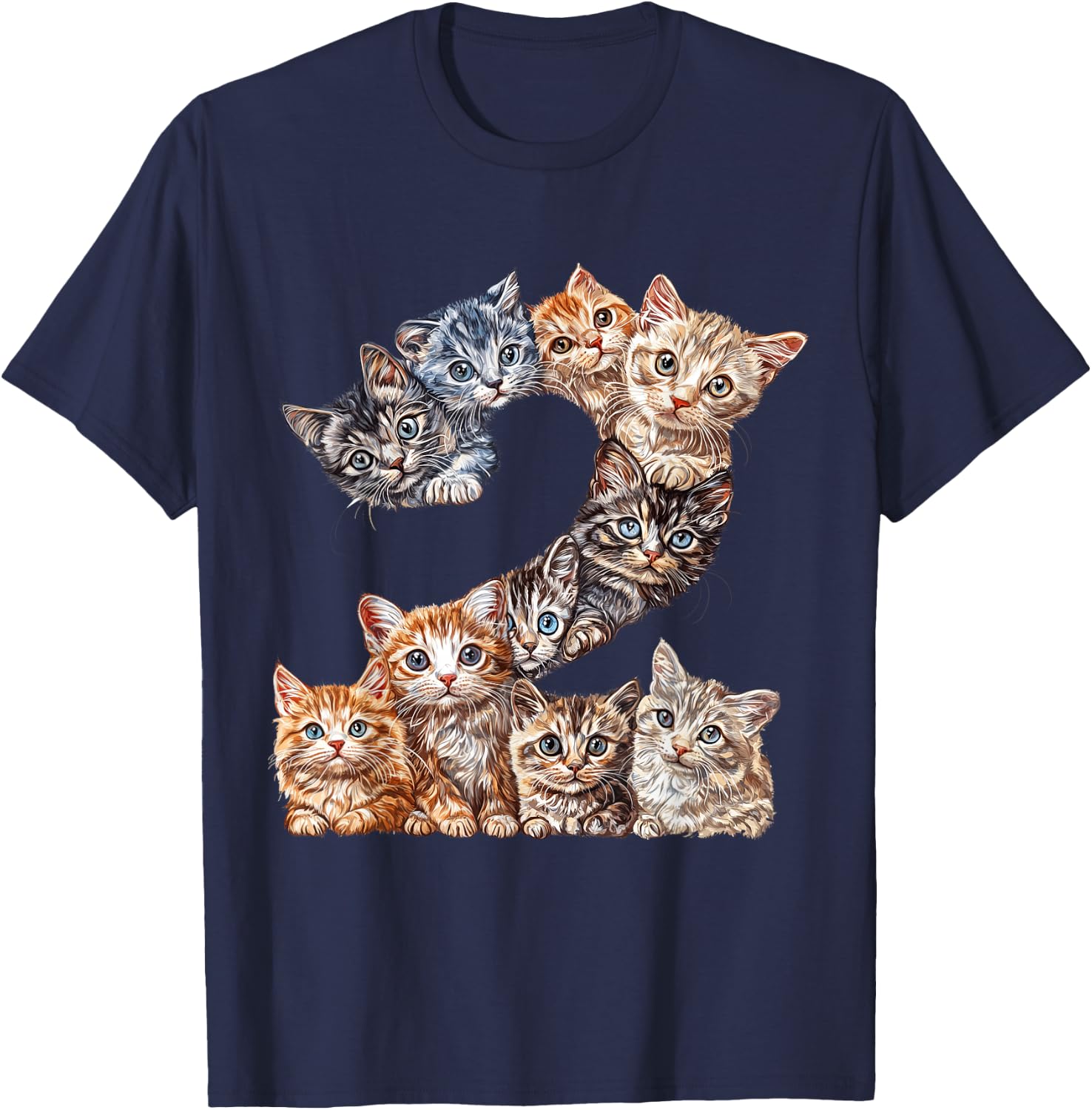 Toddler 2nd Birthday Kittens Cats Themed 2 Year Old Kids T-Shirt - T-Shirt | Navy