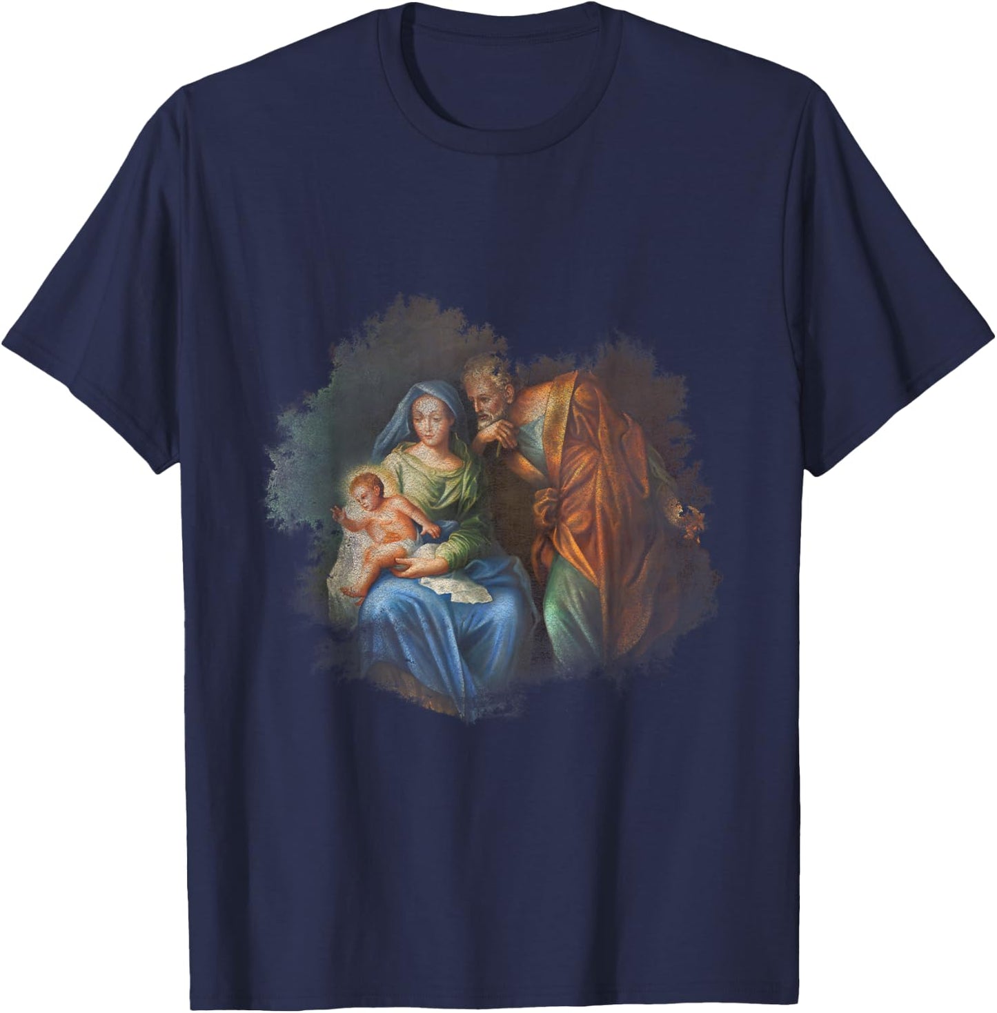 Sacred Family Virgin Mary Joseph Jesus Catholic T-Shirt - T-Shirt | Navy