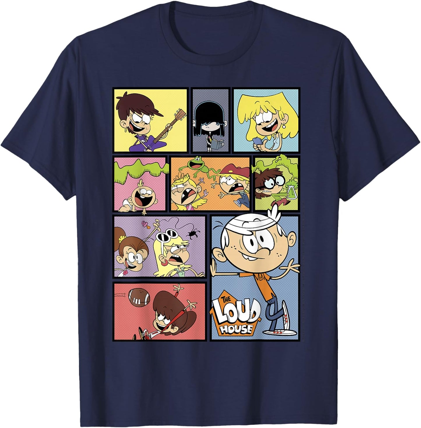 The Loud House Panel Portrait Logo Small T-Shirt - T-Shirt | Navy