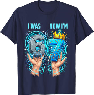 I was 6 Now Im 7 Year Old 7th Birthday Boy Blue 6 7 Birthday T-Shirt - T-Shirt | Navy