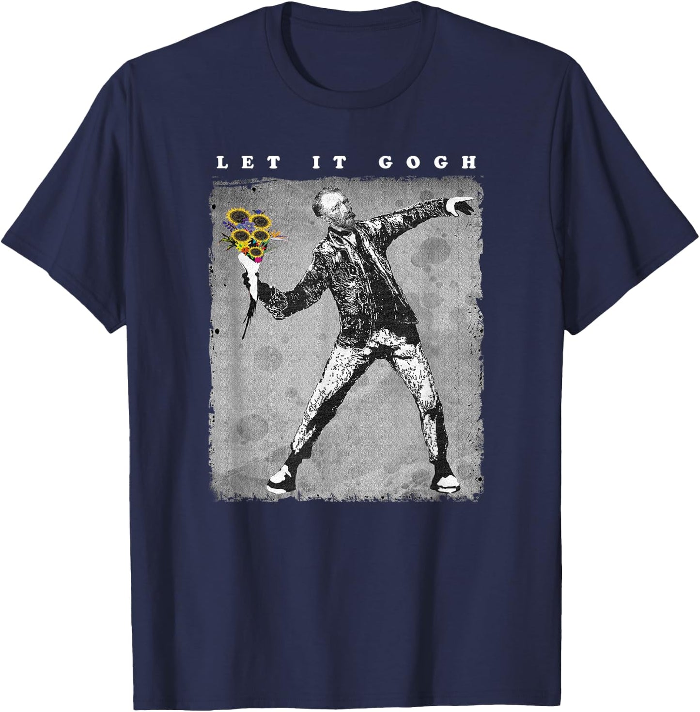 Let it Gogh T Shirt - Van Gogh Distressed Gift T-Shirt - T-Shirt | Navy