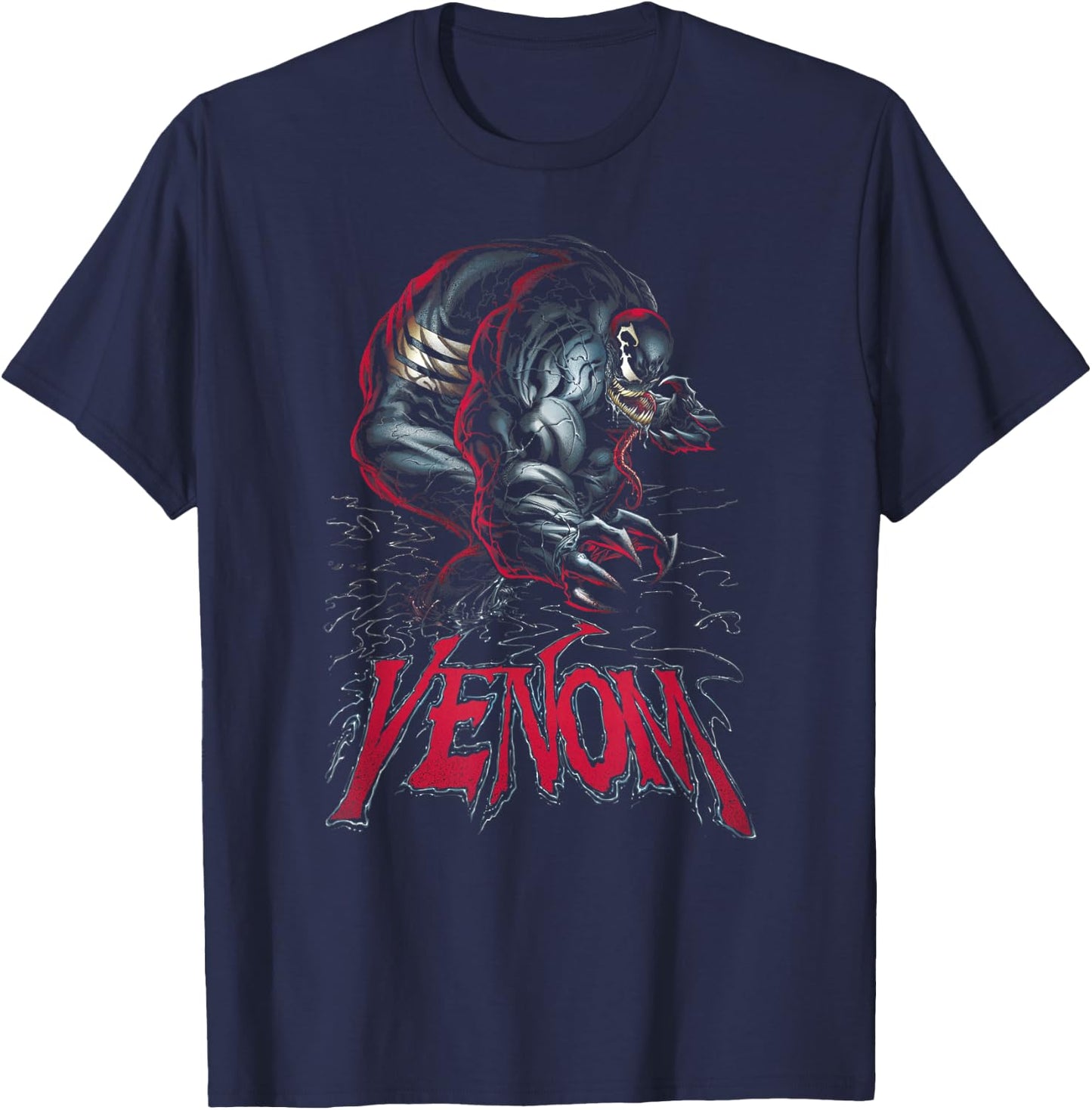 Marvel Comics Venom Fierce Villain Symbiote Title Logo T-Shirt - T-Shirt | Navy