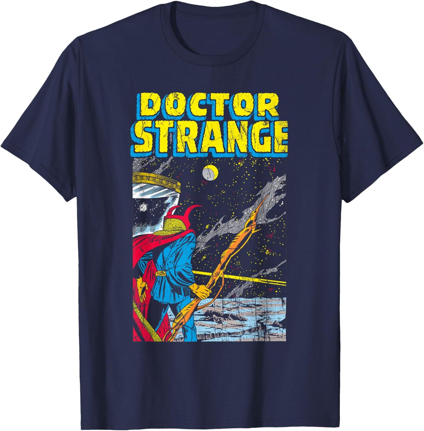 Marvel Doctor Strange Celestial Retro Comic Cover T-Shirt - T-Shirt | Navy
