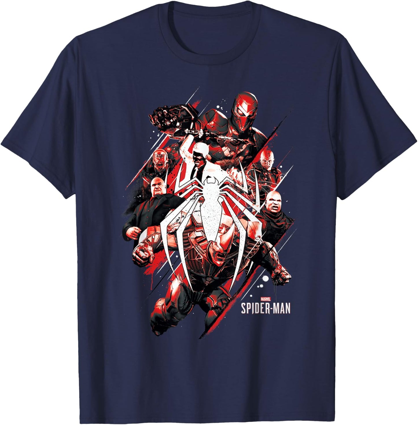 Marvel Spider-Man Game Villains Around Logo Graphic T-Shirt - T-Shirt | Navy