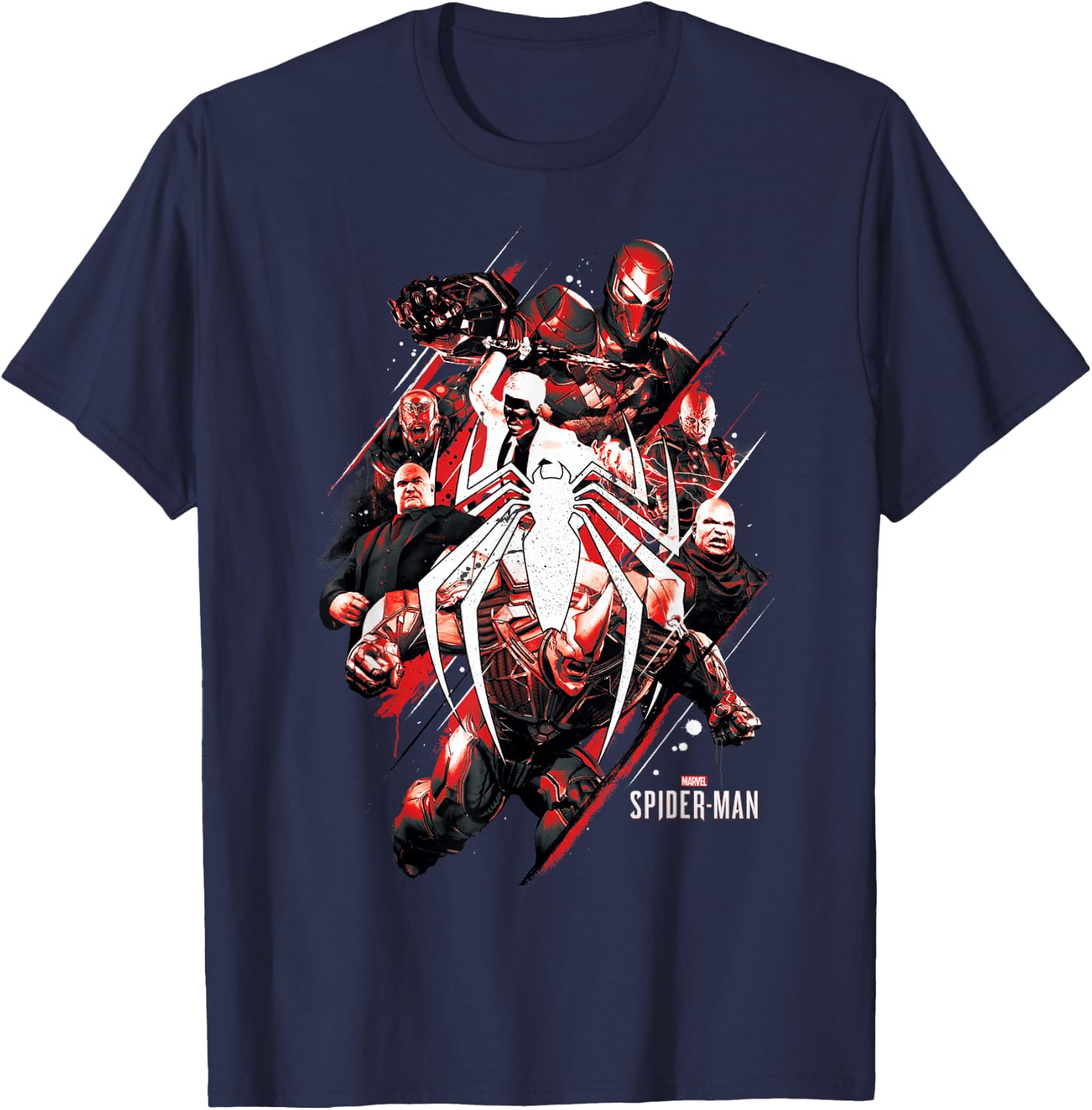 Marvel Spider-Man Game Villains Around Logo Graphic T-Shirt - T-Shirt | Navy