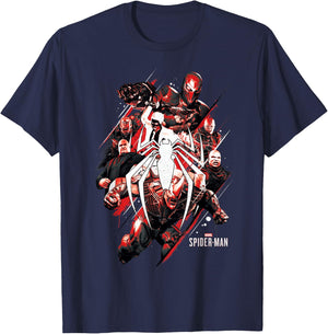 Marvel Spider-Man Game Villains Around Logo Graphic T-Shirt - T-Shirt | Navy