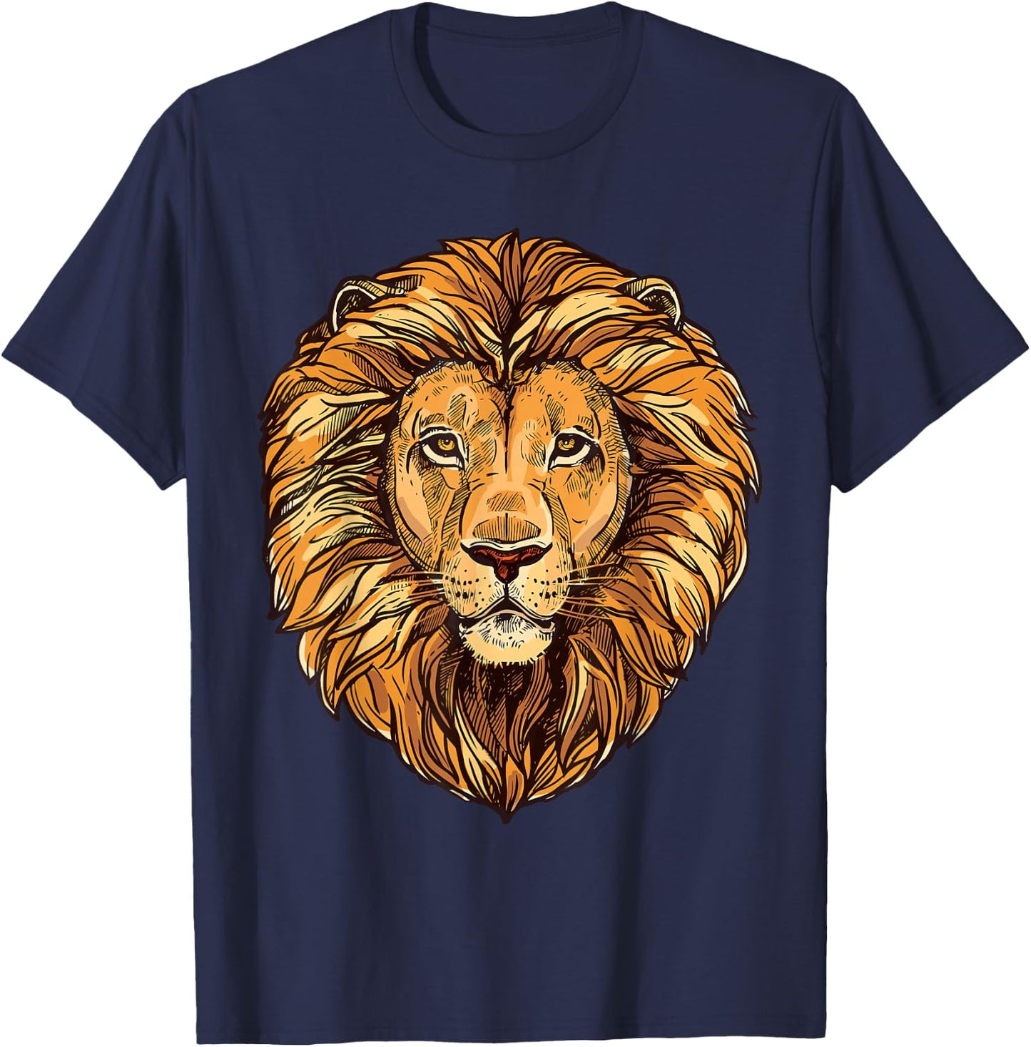 Majestic Lion Mane Detail Art T-Shirt - T-Shirt | Navy
