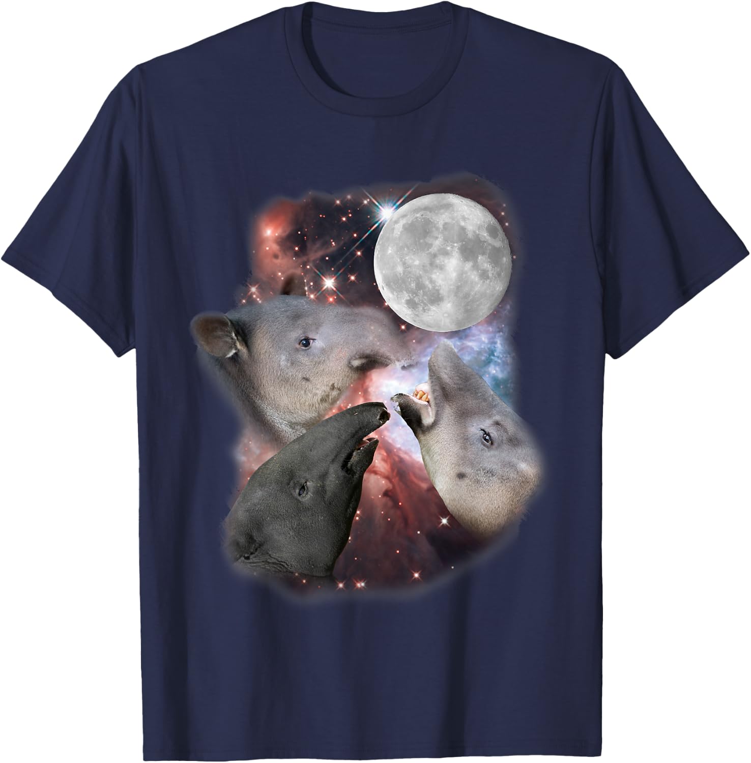 Three Moon Tapirs Funny Tapir Graphic Cool Camping Novelty T-Shirt - T-Shirt | Navy