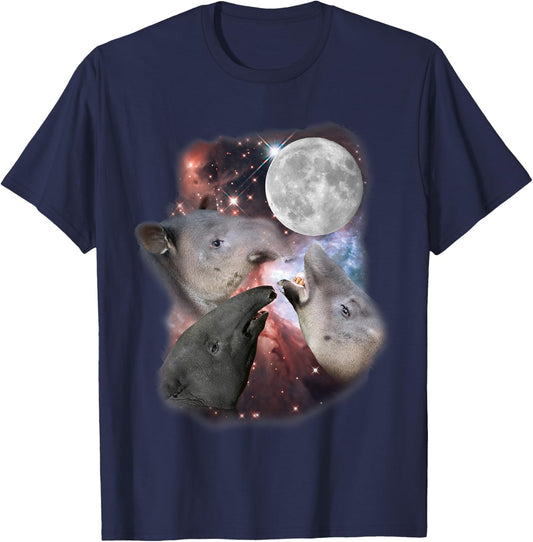 Three Moon Tapirs Funny Tapir Graphic Cool Camping Novelty T-Shirt - T-Shirt | Navy