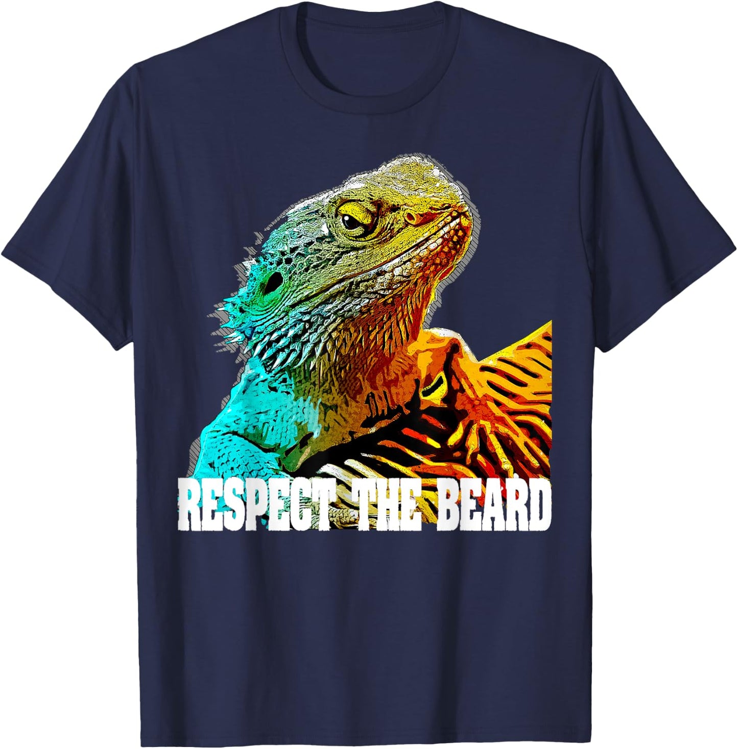 Bearded Dragon Reptile Lizard Lover Shirts Respect The Beard T shirt Funny Bearded Dragon -Adults, Kids Black Short Sleeve Classic Fit Cotton Blend, Polyester Blend Small T-Shirt - T-Shirt | Navy