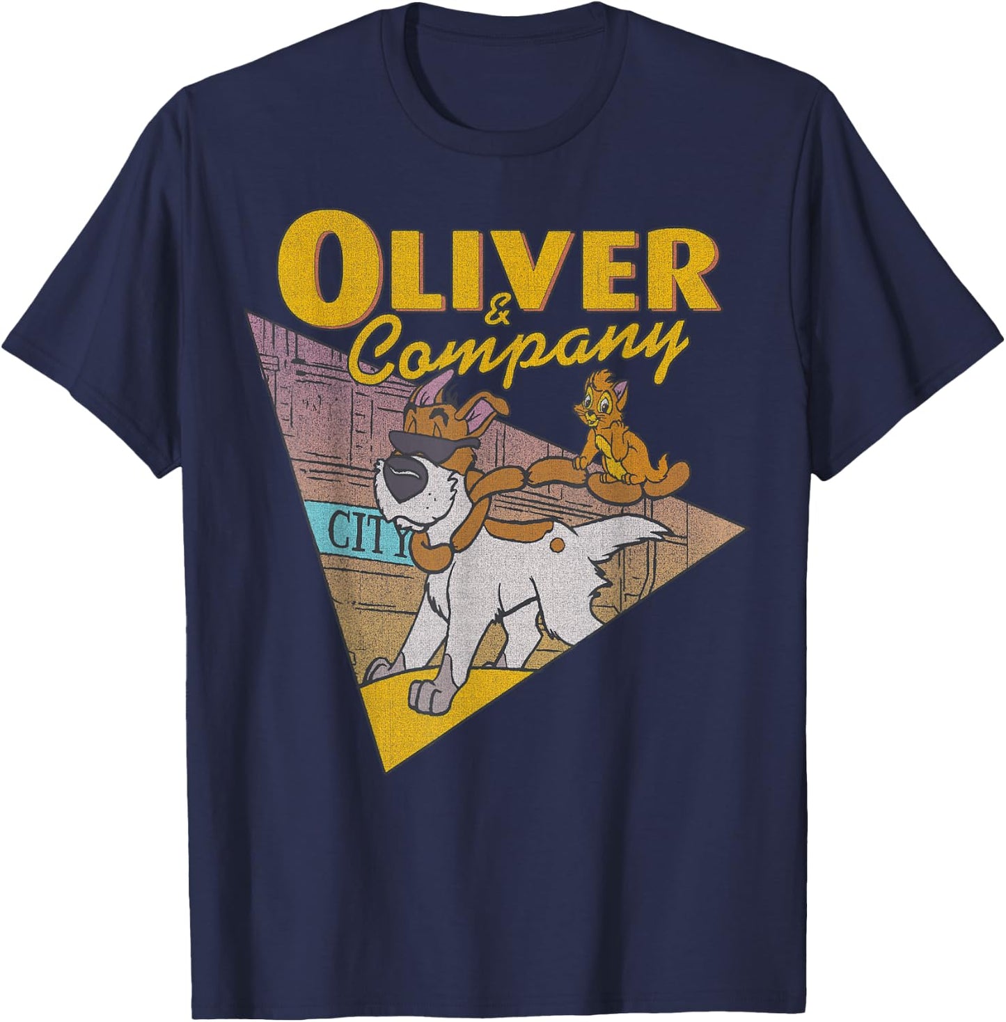 Disney Oliver & Company Cool Dog and Cat Graphic T-Shirt - T-Shirt | Navy