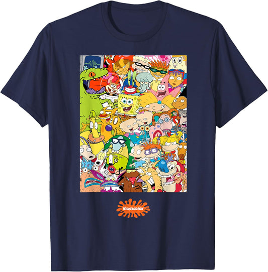 Group Shot Center Square All 90s Characters T-Shirt - T-Shirt | Navy