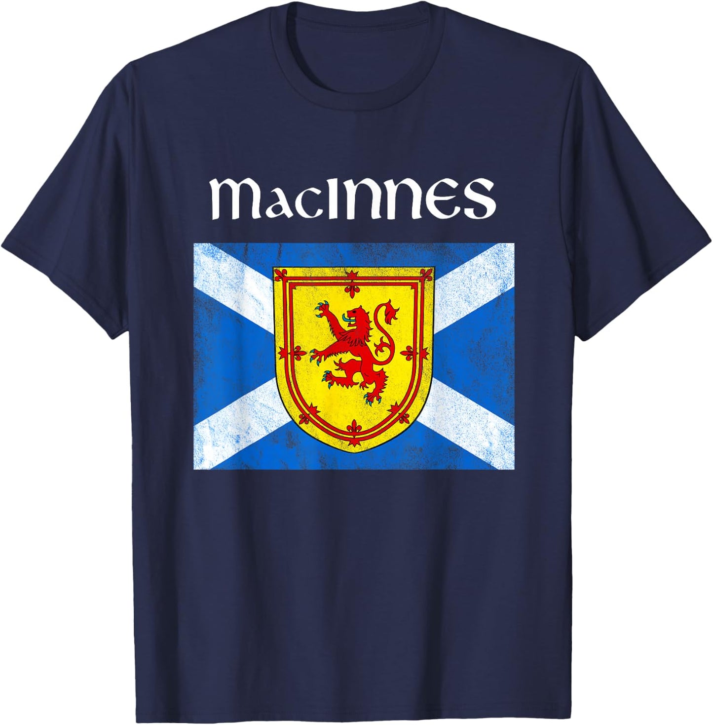 MacInnes Scottish Clan Family Name Scotland Flag T-Shirt - T-Shirt | Navy