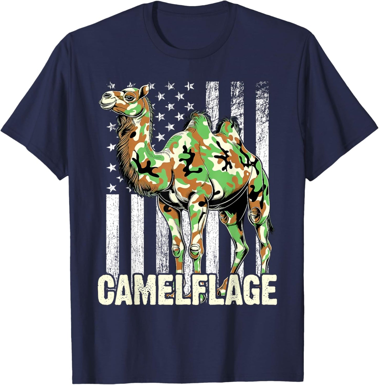 Funny Camel Zoo Animal Pun Camelflage Camo Meme Clothes T-Shirt - T-Shirt | Navy