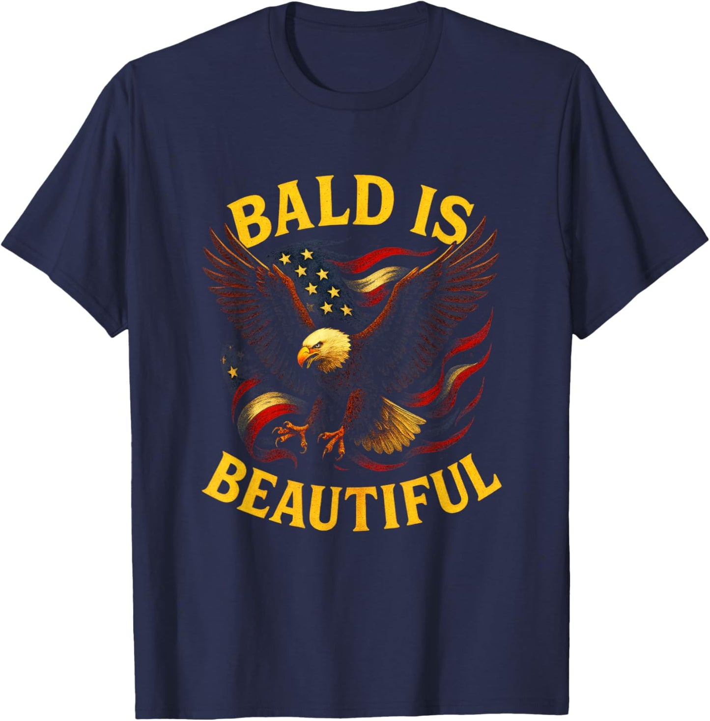 Bald is Beautiful - Patriotic Eagle T-Shirt - T-Shirt | Navy