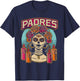 Vintage Padres Sugar Skull Catrina Roses Baseball Fan T-Shirt - T-Shirt | Navy