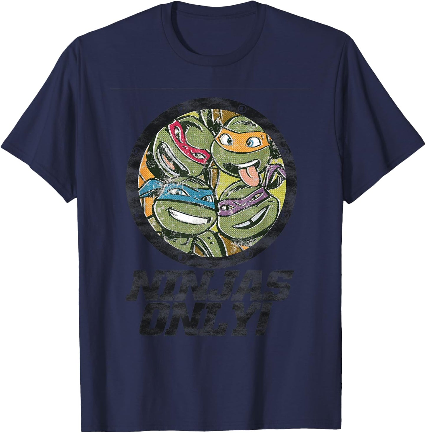 TMNT Group Shot Ninjas Only! T-Shirt - T-Shirt | Navy