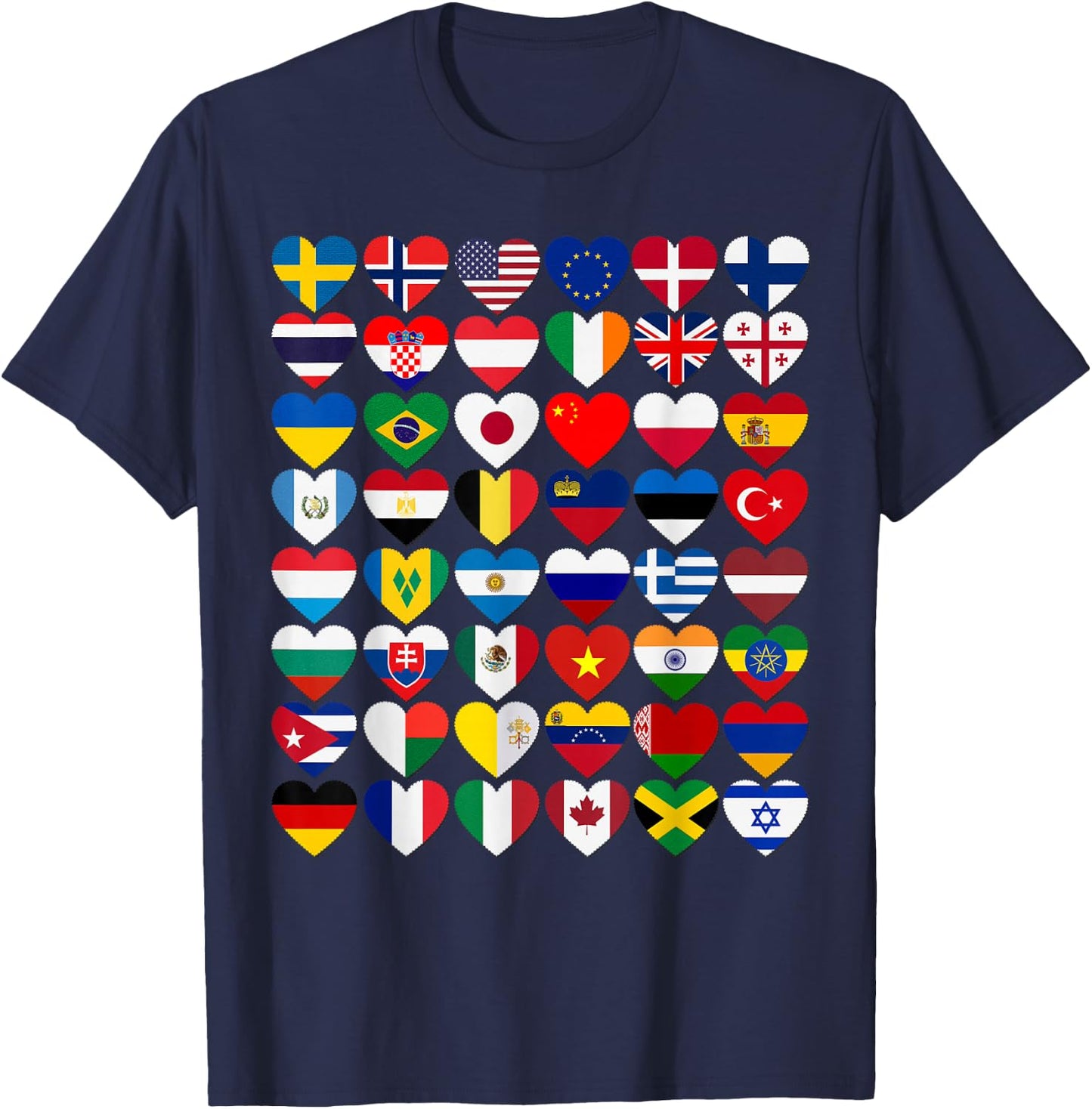 Flags of the Countries of the World,International Gift Short Sleeve T-Shirt - T-Shirt | Navy
