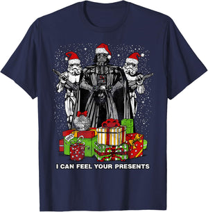 Star Wars Christmas Darth Vader Stormtroopers Feel Presents T-Shirt - T-Shirt | Navy