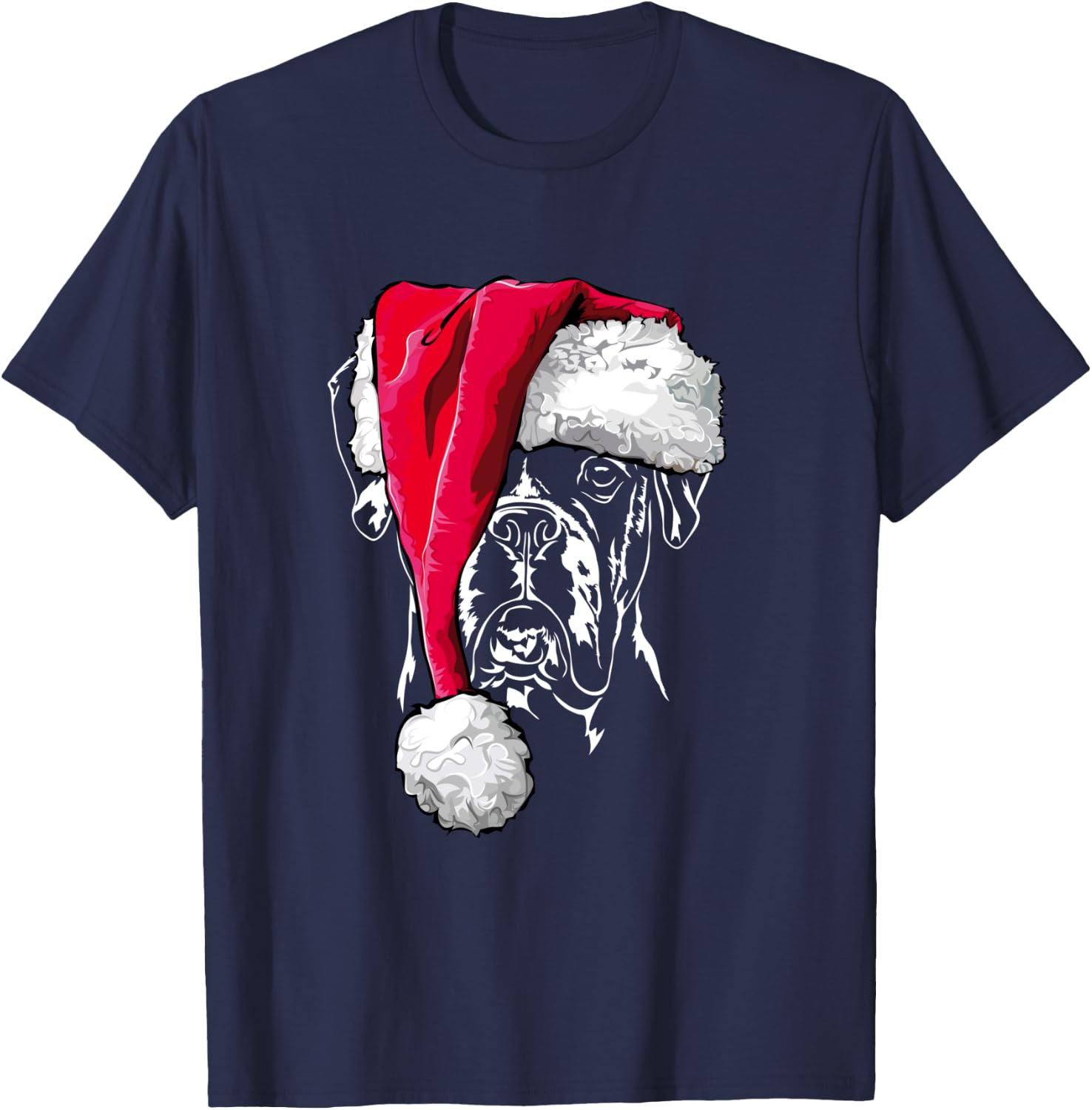 Funny Boxer Dog Santa Christmas dog mom gift present T-Shirt - T-Shirt | Navy