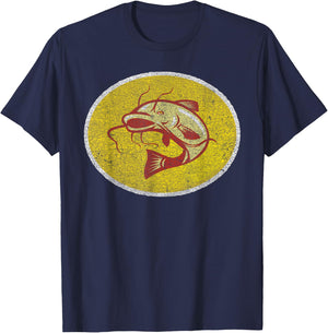Catfish Shirt - Retro Vintage Iron On Style 70s 80s T Shirt T-Shirt - T-Shirt | Navy