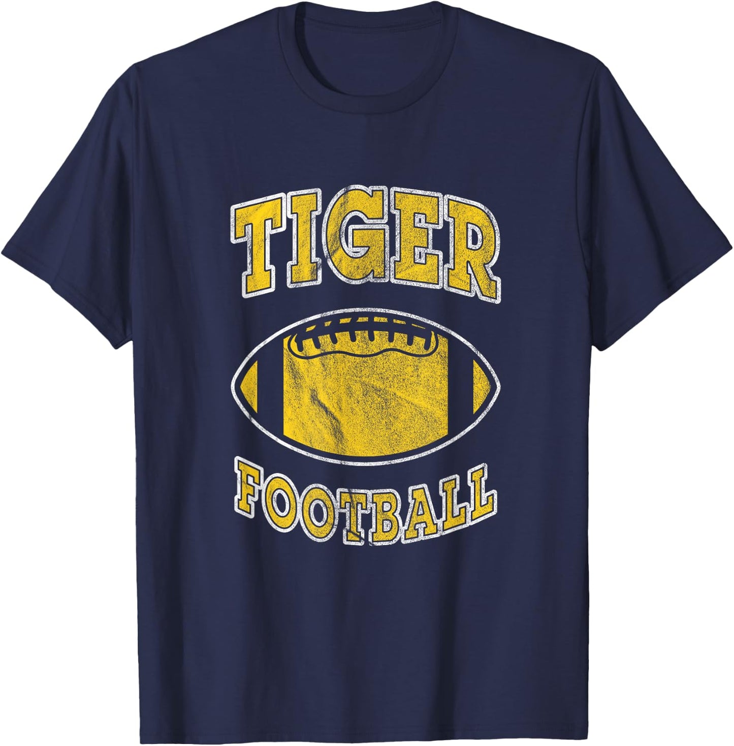 Tiger Football Vintage Distressed T-Shirt - T-Shirt | Navy