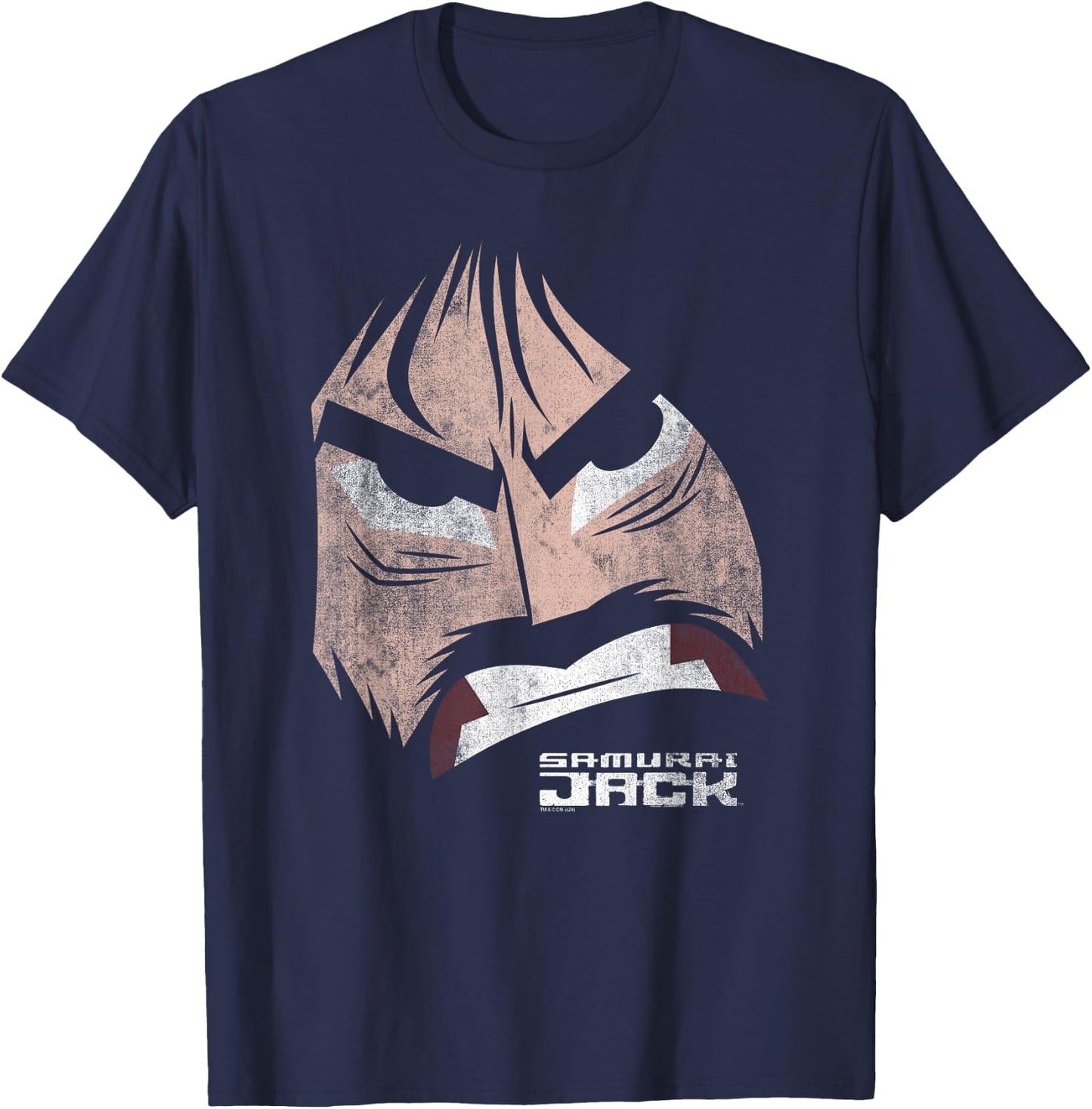 Samurai Jack Fierce Face Oversized Portrait Cartoon T-Shirt - T-Shirt | Navy