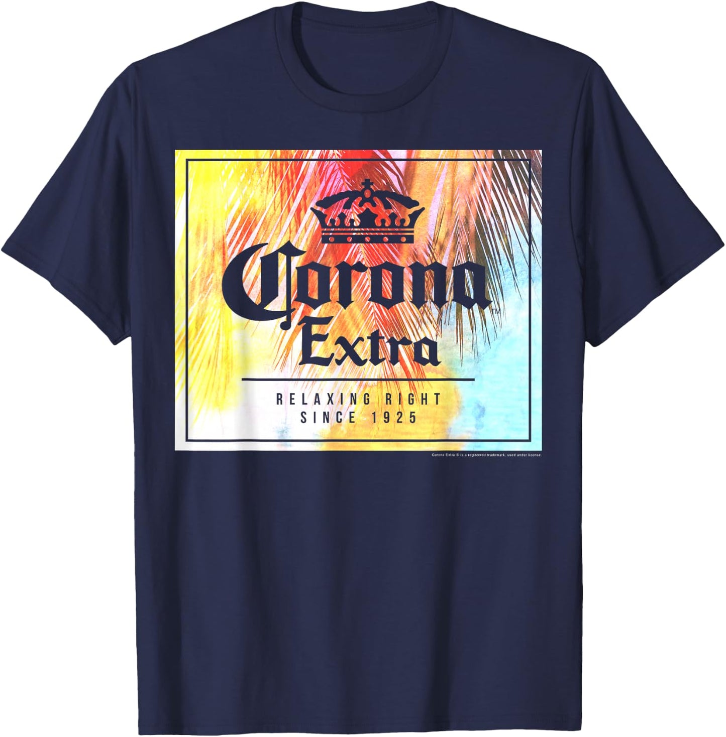 Officially Licensed Corona Extra Square Logo Graphic T-Shirt - T-Shirt | Navy
