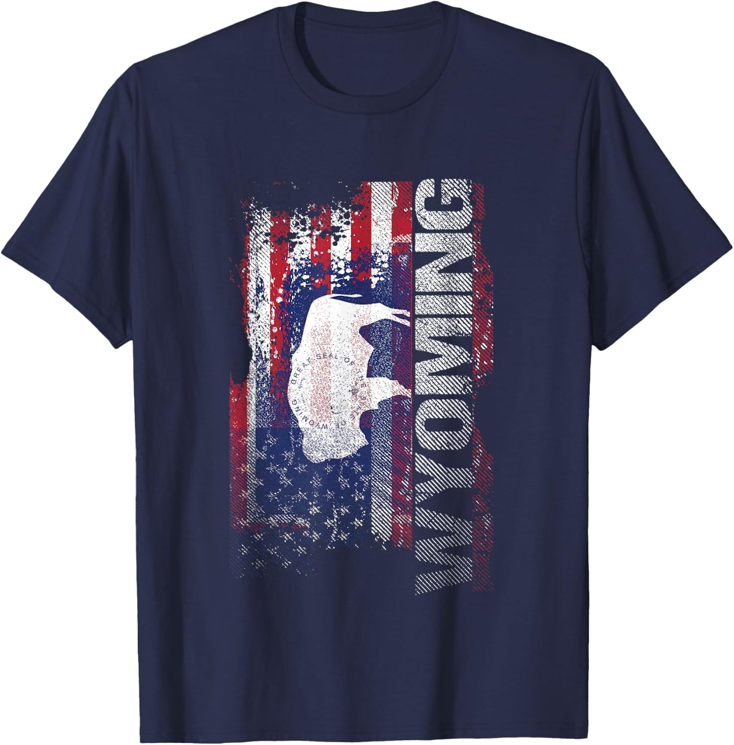 Wyoming State USA Flag Souvenir Gift T-Shirt - T-Shirt | Navy