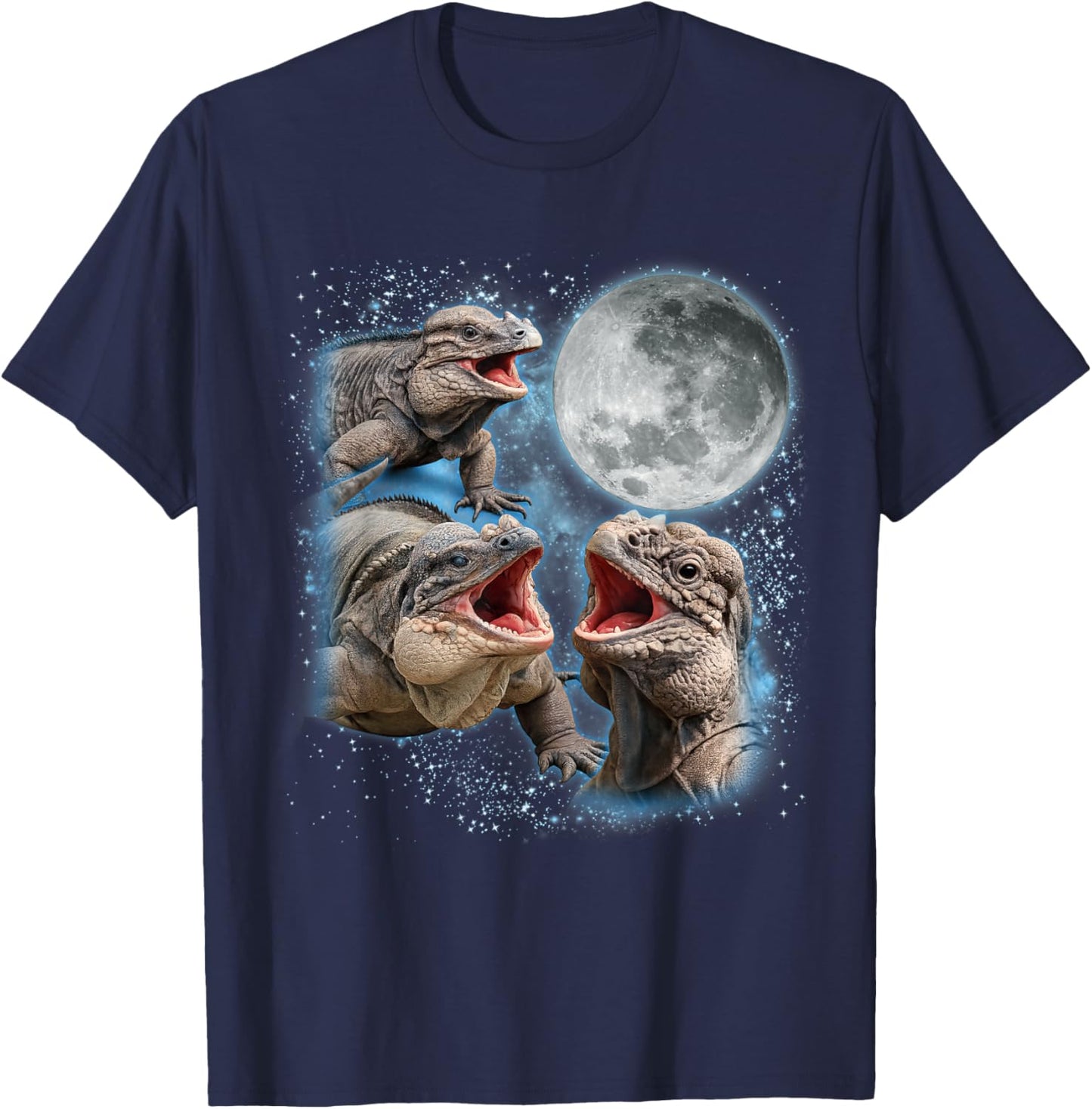 Rhino Iguana Lover Galaxy Moon Reptile Wildlife Zoologist T-Shirt - T-Shirt | Navy