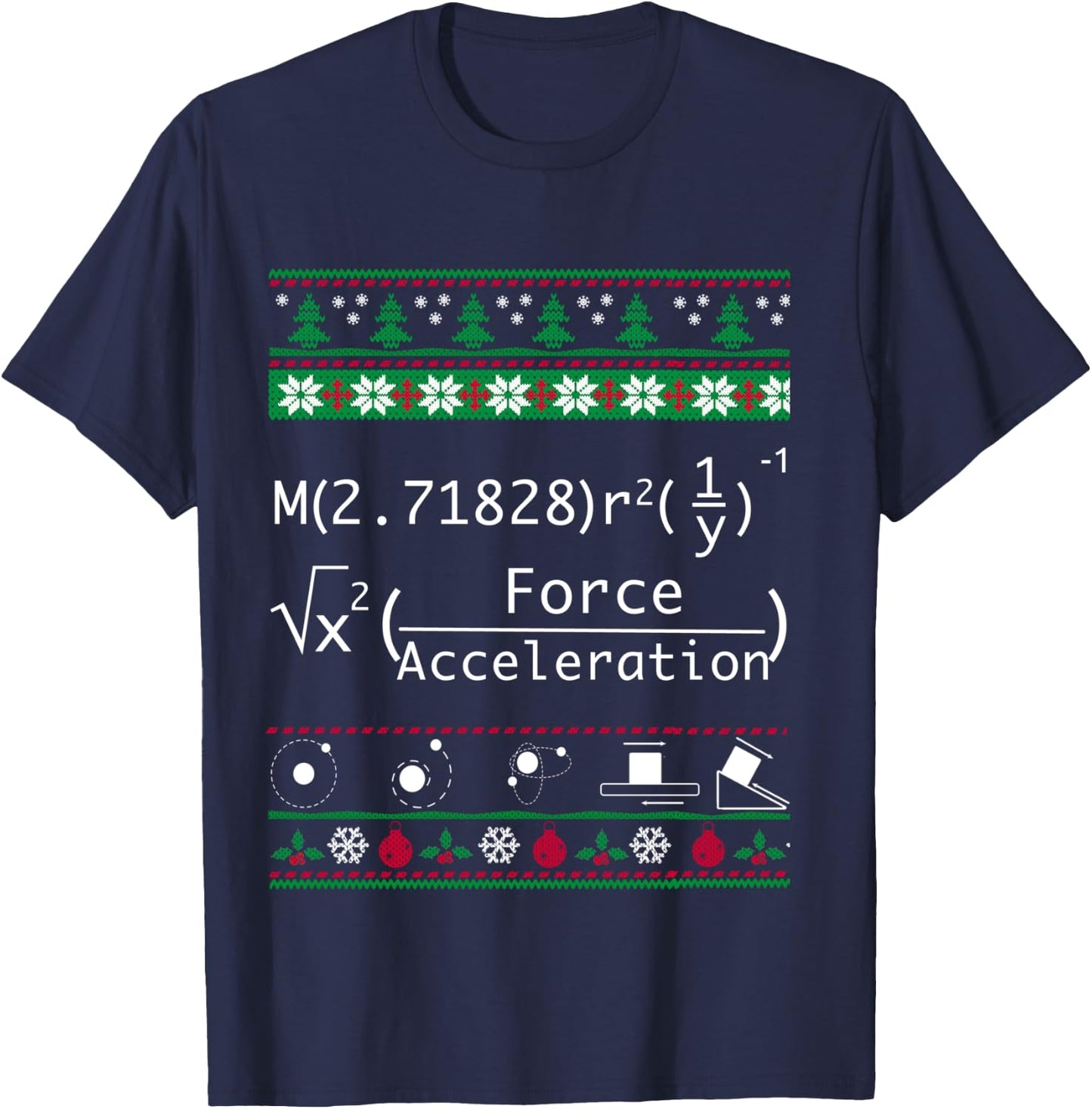Funny Physics Christmas Sweater Shirt-Merry Xmas in Physics T-Shirt - T-Shirt | Navy