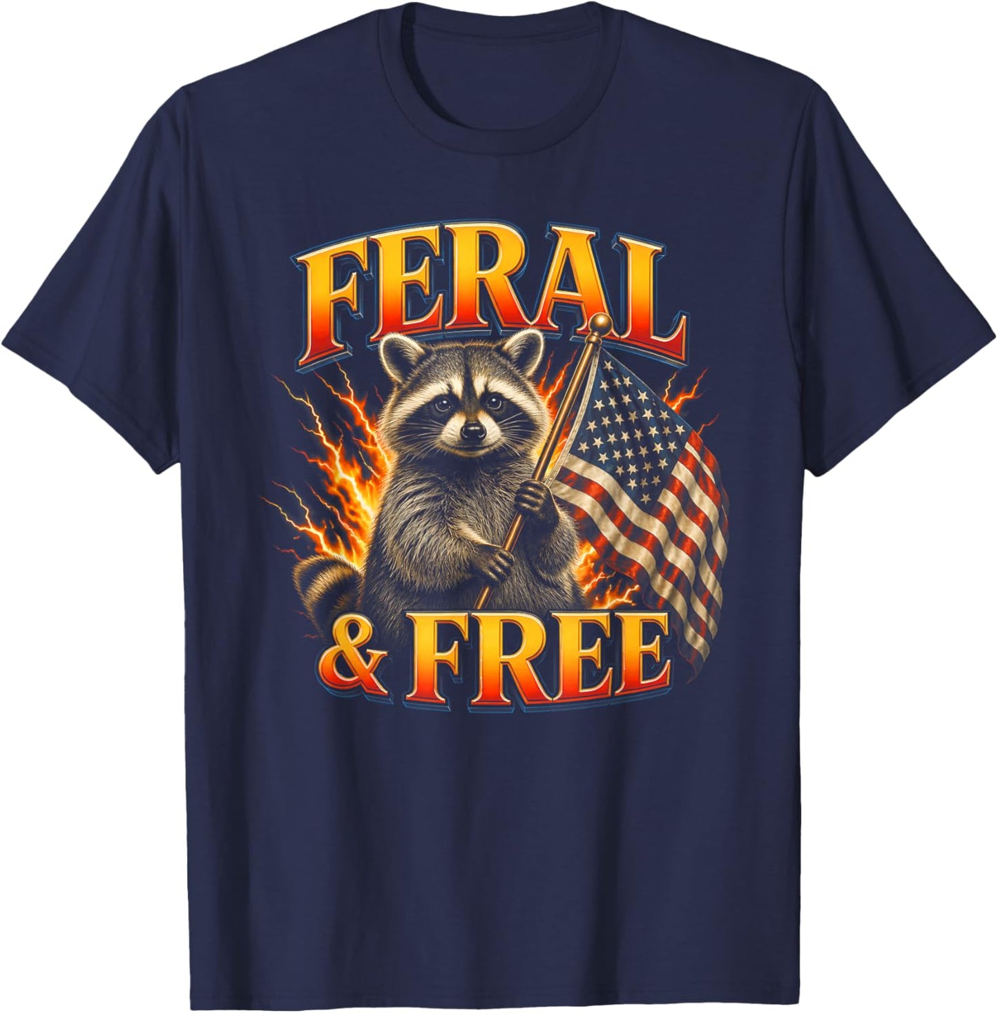 Feral and Free Raccoon T-Shirt - T-Shirt | Navy
