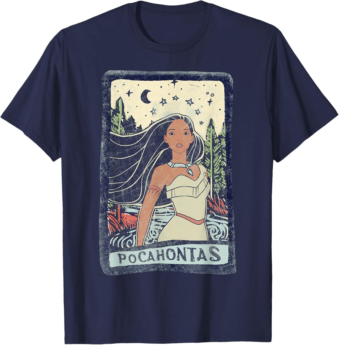 Disney Pocahontas Fierce Colorful Pose Poster T-Shirt - T-Shirt | Navy
