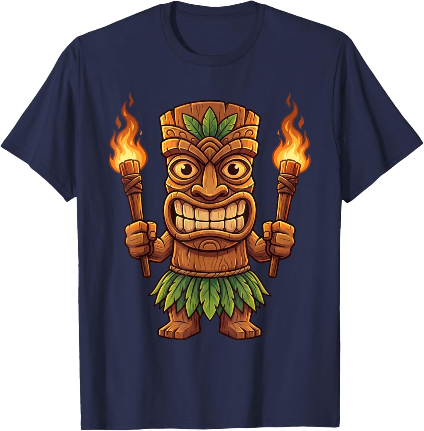 Tiki Man Hawaii Summer Tropical Luau Party Polynesian Mask T-Shirt - T-Shirt | Navy