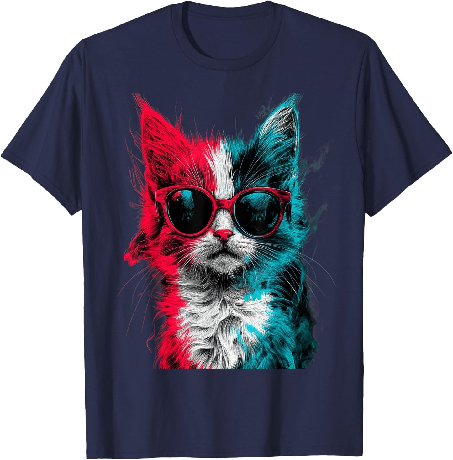 Cool Fluffy Gangstar Cat Good and evil themed Men Cat Lover T-Shirt - T-Shirt | Navy