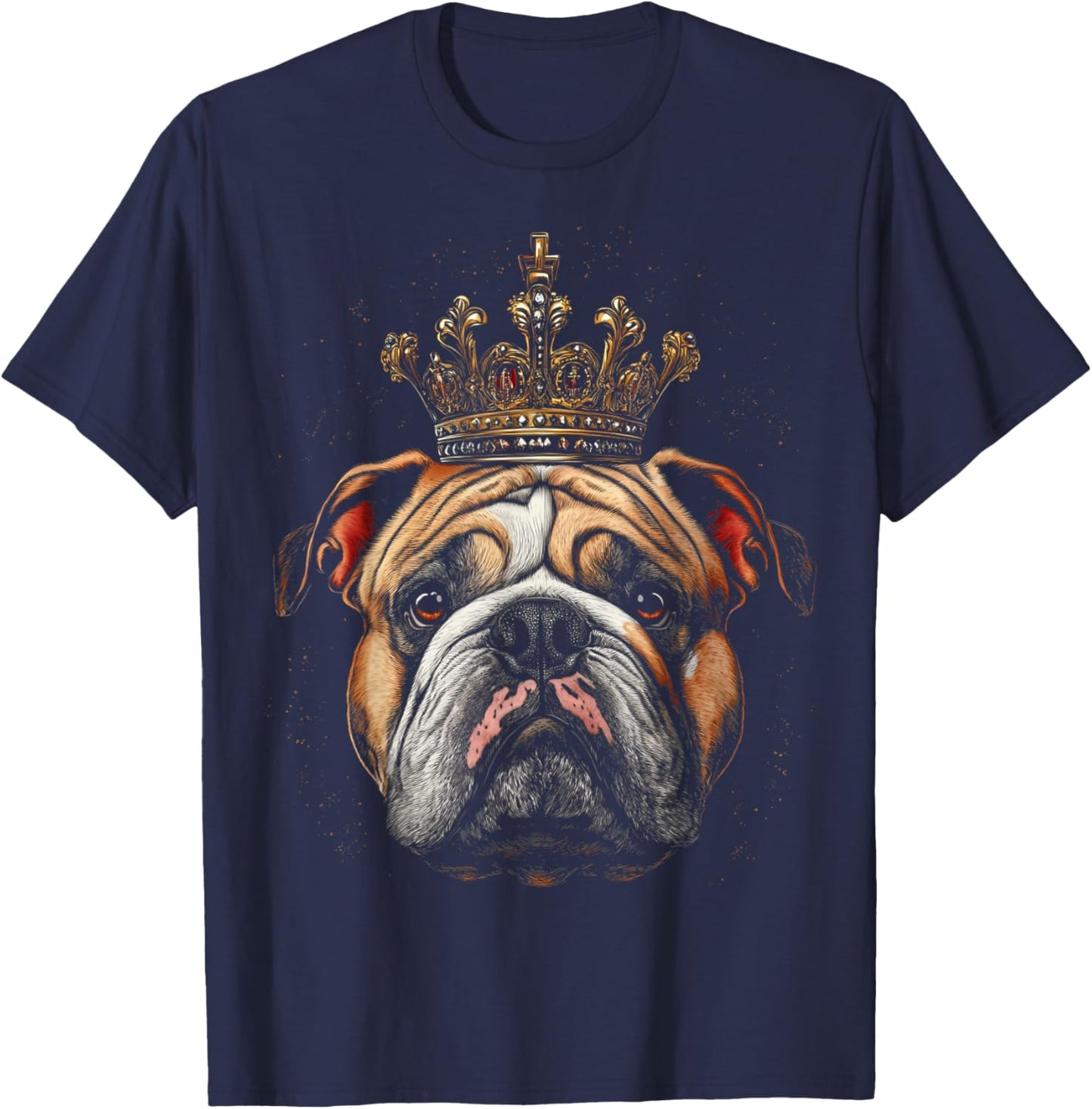 English Bulldog Queen King Crown T-Shirt - T-Shirt | Navy