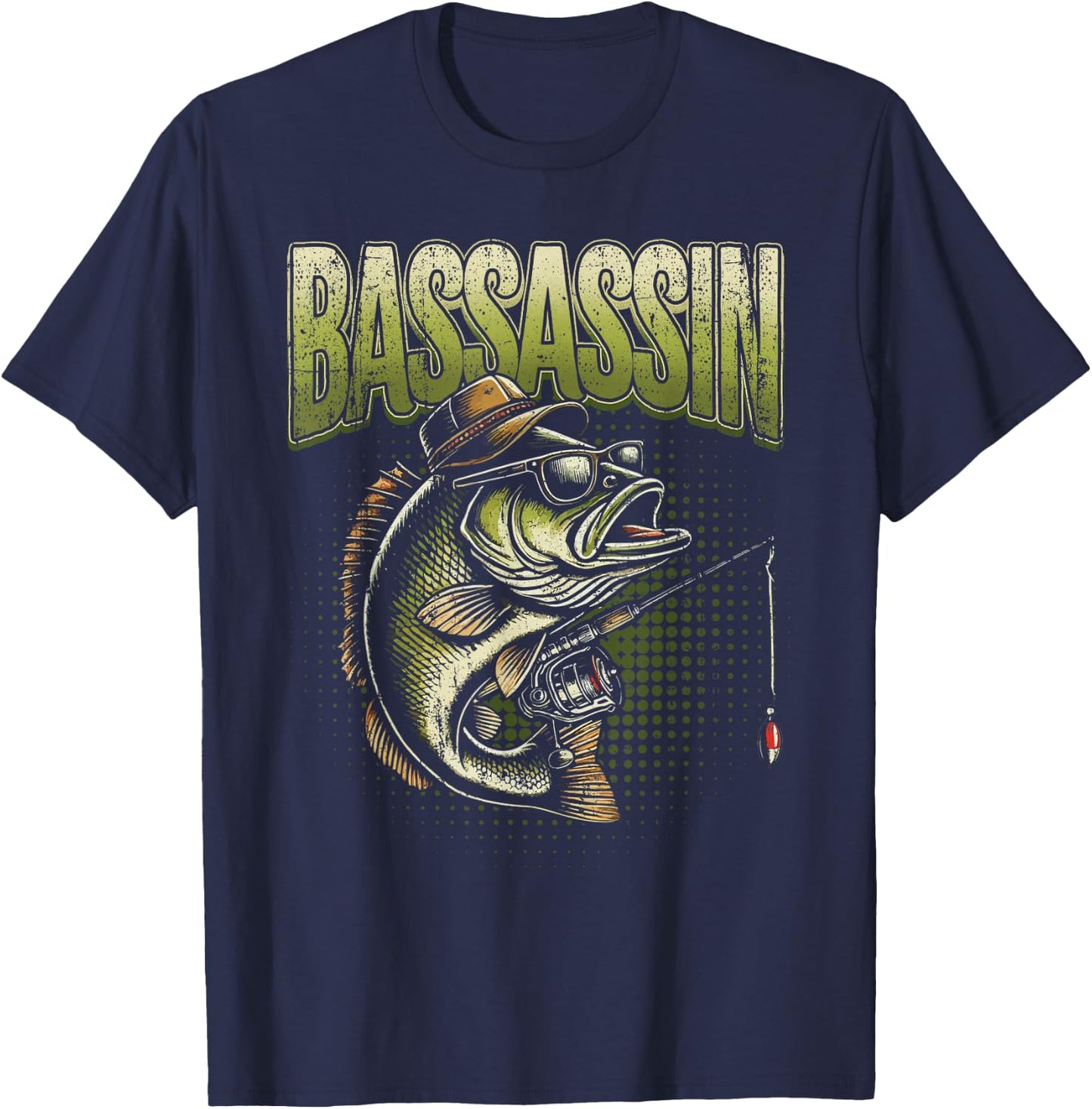 Funny Bass Fisherman Fishing meme T-Shirt - T-Shirt | Navy