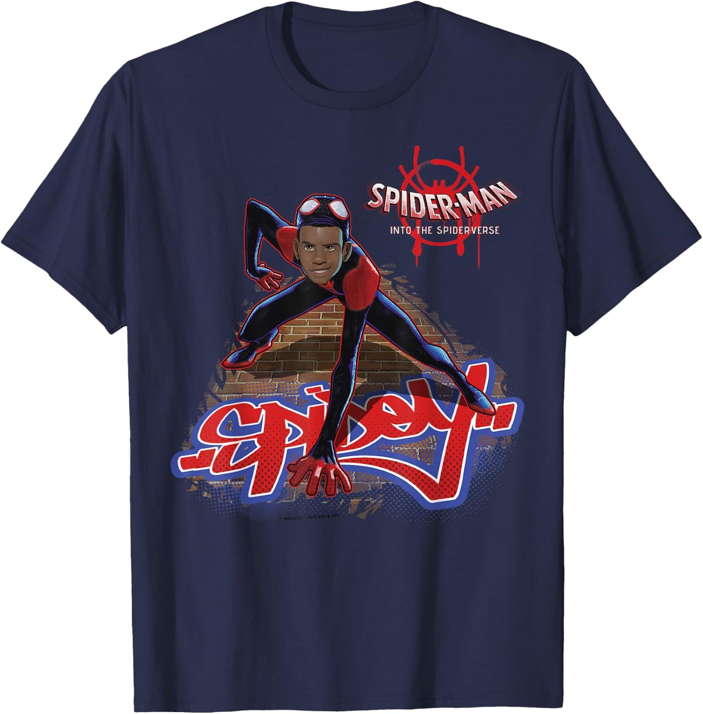 Marvel Spider-Man Spiderverse Miles Morales Climb Small T-Shirt - T-Shirt | Navy