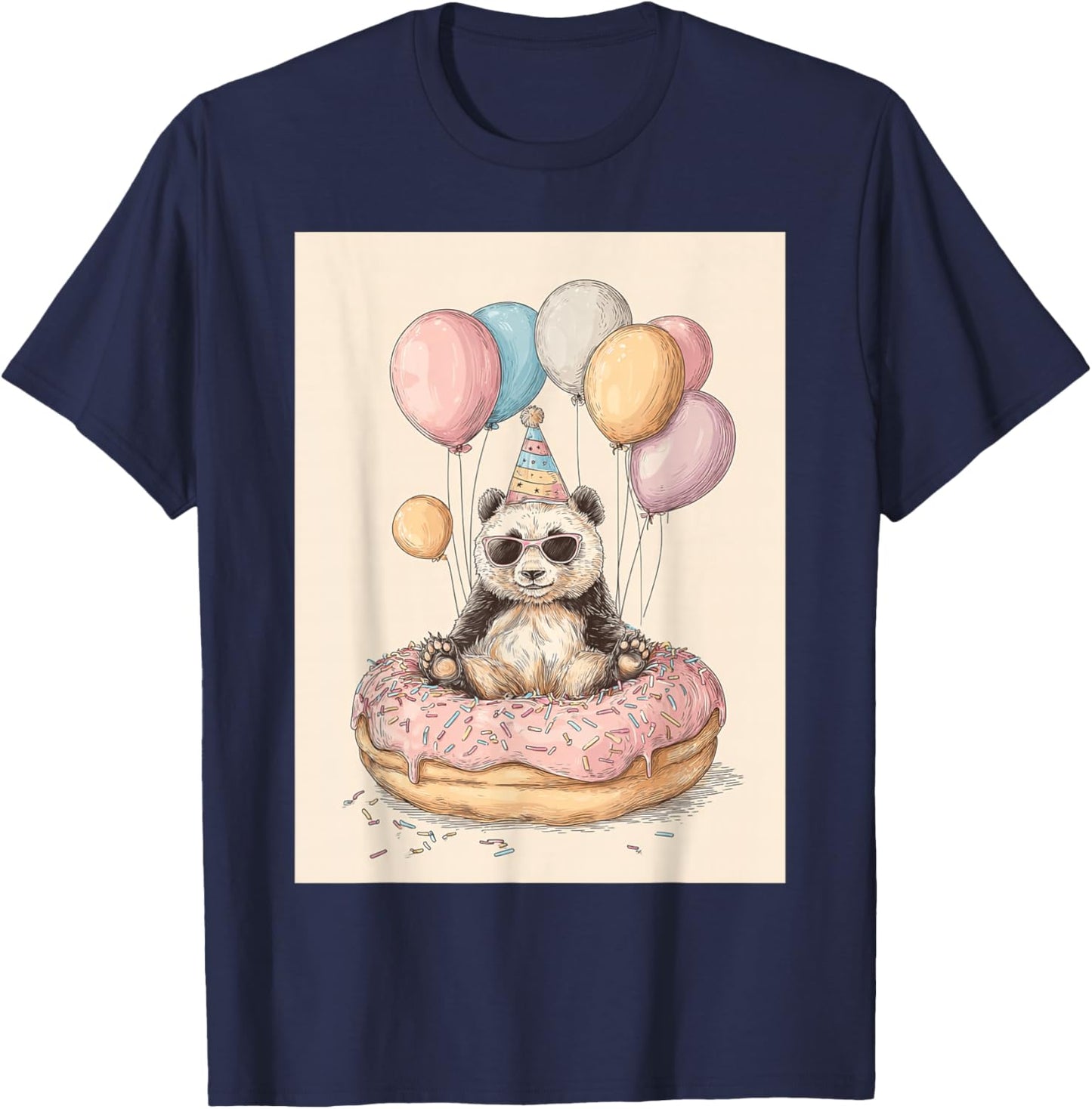 Funny Birthday Party Panda Teen Boys Girls T-Shirt - T-Shirt | Navy