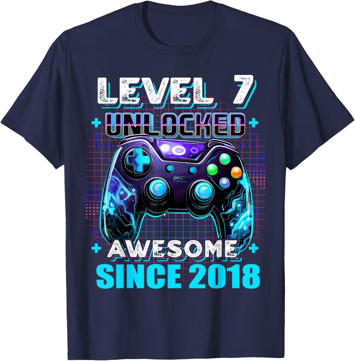 7th Birthday Boy Level 7 Gamer 7 Year Video Game Party T-Shirt - T-Shirt | Navy