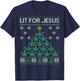 Lit for Jesus Weed Marijuana Cannabis Leaf Christmas Tree T-Shirt - T-Shirt | Navy