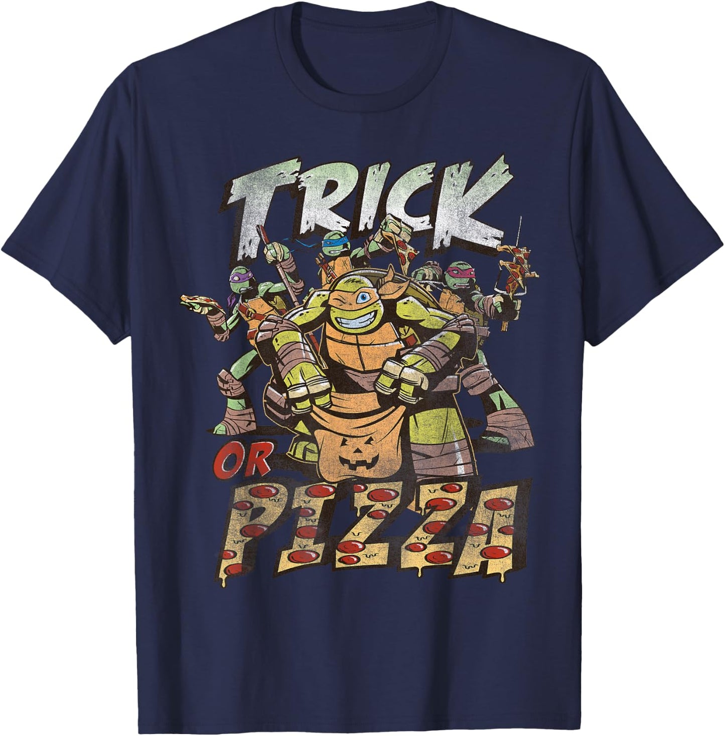 Teenage Mutant Ninja Turtles Halloween Trick Or Pizza T-Shirt - T-Shirt | Navy