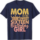 Mom of the Sweet Sixteen Birthday Girl 16th Pink Crown T-Shirt - T-Shirt | Navy