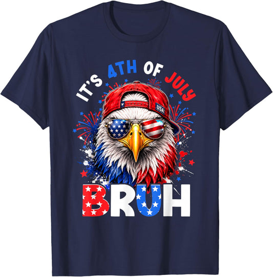 Bruh Eagles USA American Patriotic Fourth of July Men Boys T-Shirt - T-Shirt | Navy