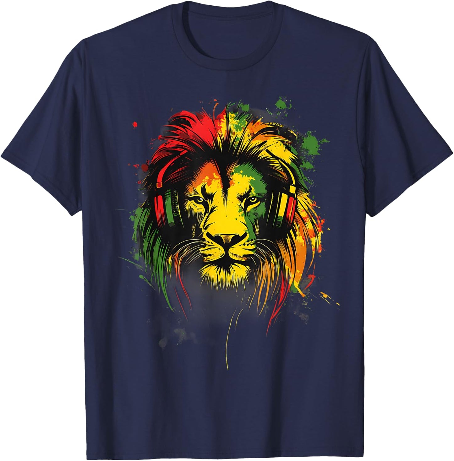 Rasta Reggae Music Lion Of Judah Jamaican Pride Jamaica T-Shirt - T-Shirt | Navy