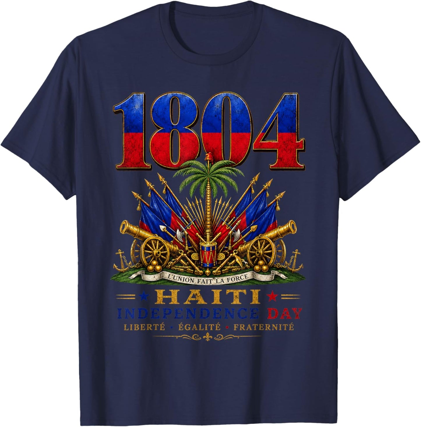 Haitian Revolution 1804 Haiti Independence Day Pride Flag T-Shirt - T-Shirt | Navy