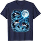 Majestic Three Orca Moon Lightning Sea Life Art T-Shirt - T-Shirt | Navy