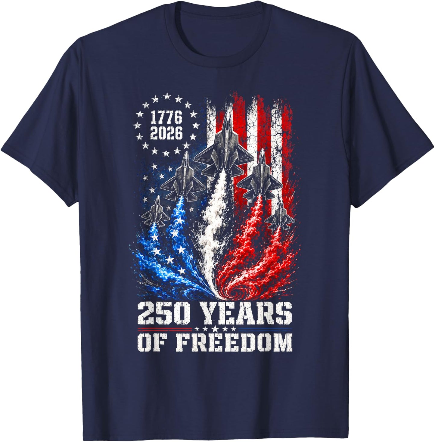 250 Years US Flag Jets 1776 2026 250th Anniversary Men Boys T-Shirt - T-Shirt | Navy
